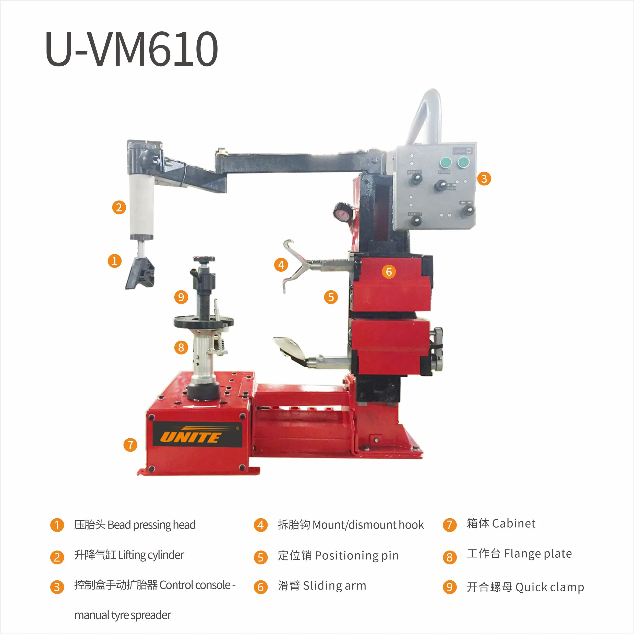 UNITE New Tyre Changer Machine For Large Vehicle Mobile In-Vehicle Truck Tire Machine For Workshops