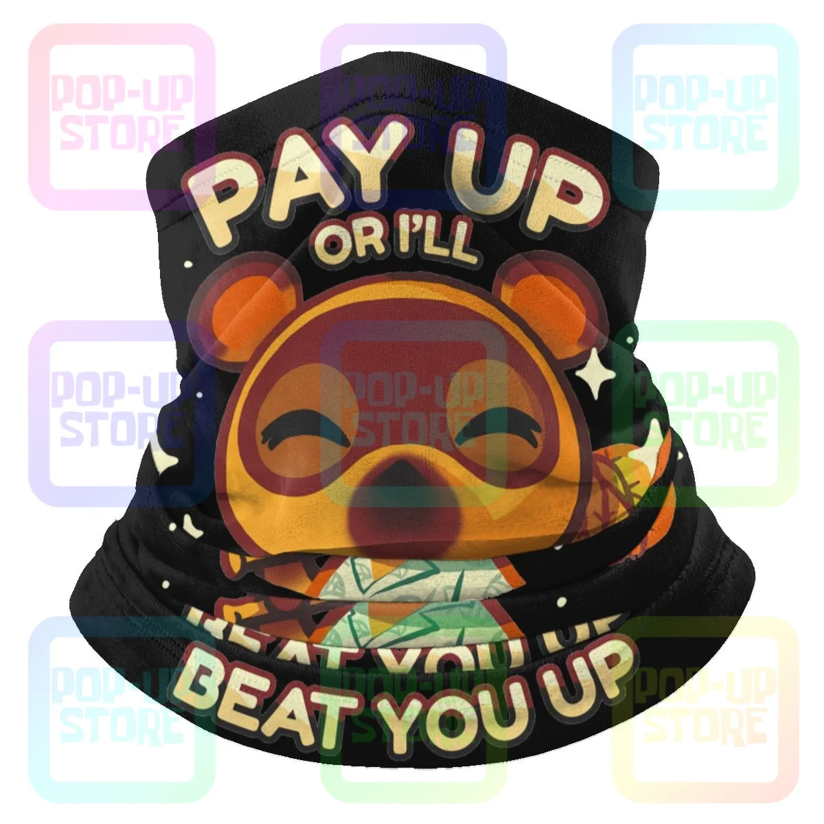 Pay Up I'Ll Beat You Up Microfiber Neck Gaiter, Meia Máscara Unisex, Tom Nook Bandana, Animal Crossing Scarf, Pesca de Verão