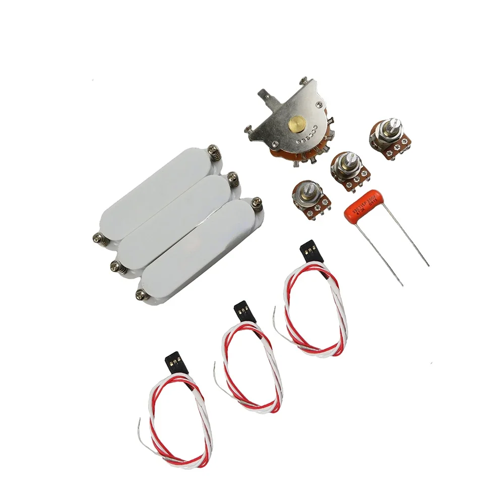

White Single Coil Active Guitar Pickup Set SSS Neck Middle Bridge Position with Potentiometer Control Guitar Accessories