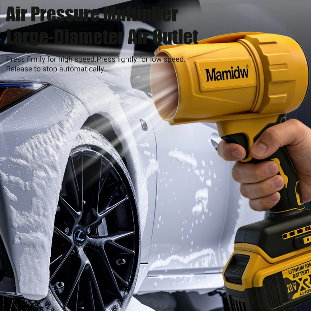 Bezprzewodowa dmuchawa do liści o dużej mocy 36000 RPM, lekki turboodkurzacz do ogrodu i samochodu z 12-łopatkowym miedzianym silnikiem, pasuje do akumulatora Dewalt 20V