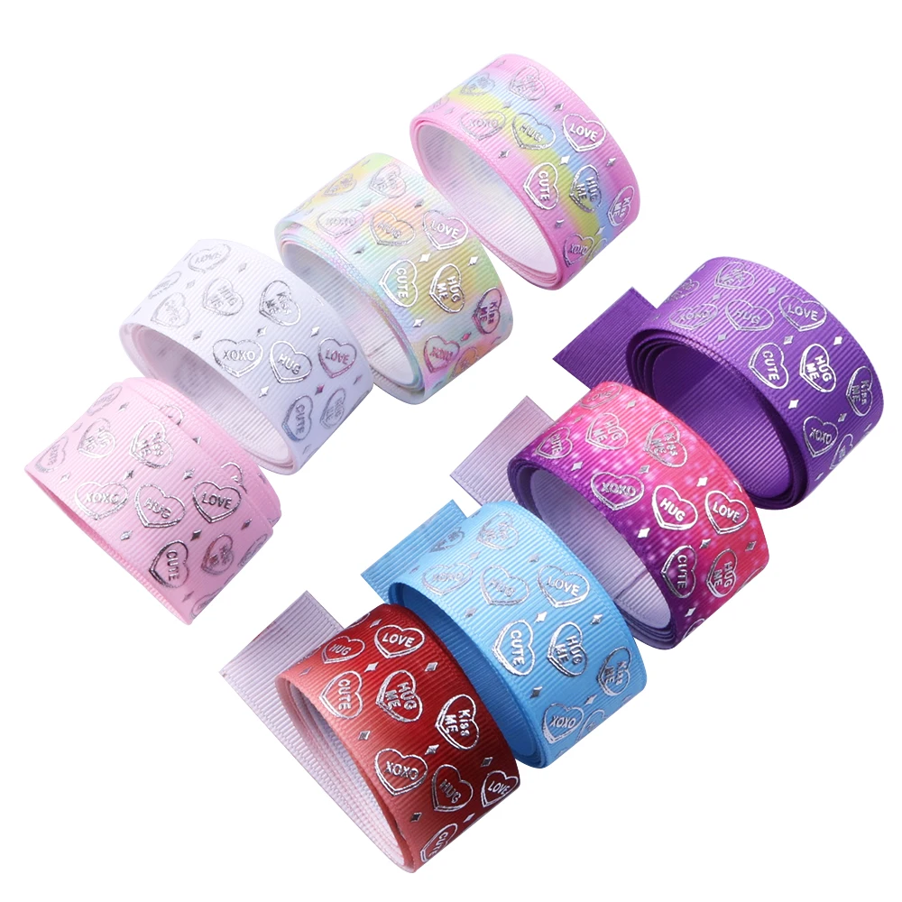 1 rollo de cinta de grogrén de 1 pulgada/25 mm x 5 yardas/rollo con diseño de corazón y amor para el Día de San Valentín