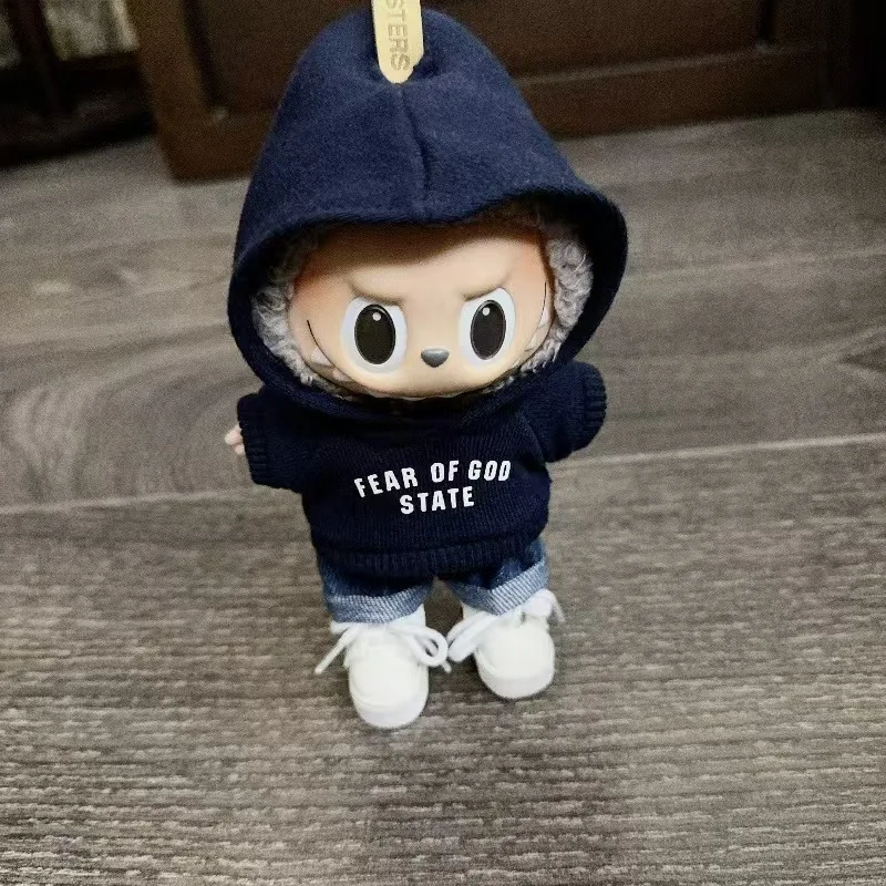 Labubu Doll Printed Sweater Set Clothes Only 17cm Pendant Blind Box Labubu Baby Clothes Keychain