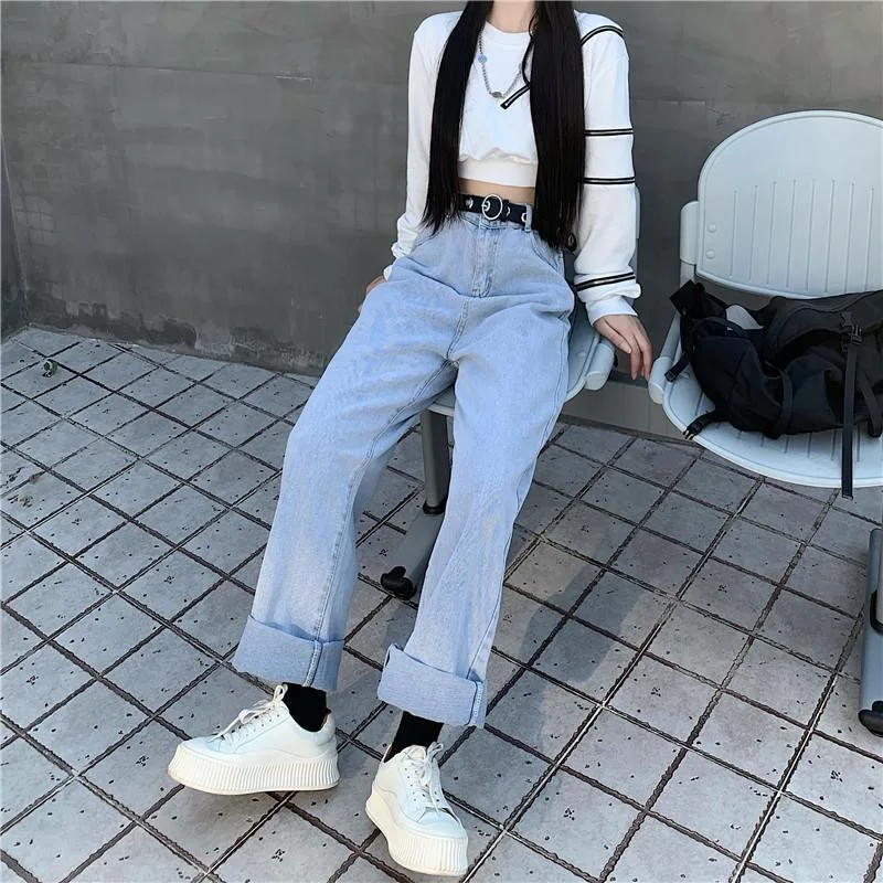 Women\'s Wide Leg Pants Jeans Retro Street Pants Oversized Harajuku Yk2 Streetwear Denim Straight Pants Casual Ladies Loose Jeans