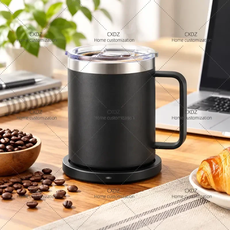 Intelligent Wireless Charging Thermos Cup Constant Temperature 55 Degree Heating Double Layer 304 Stainless Steel Coffee Mug
