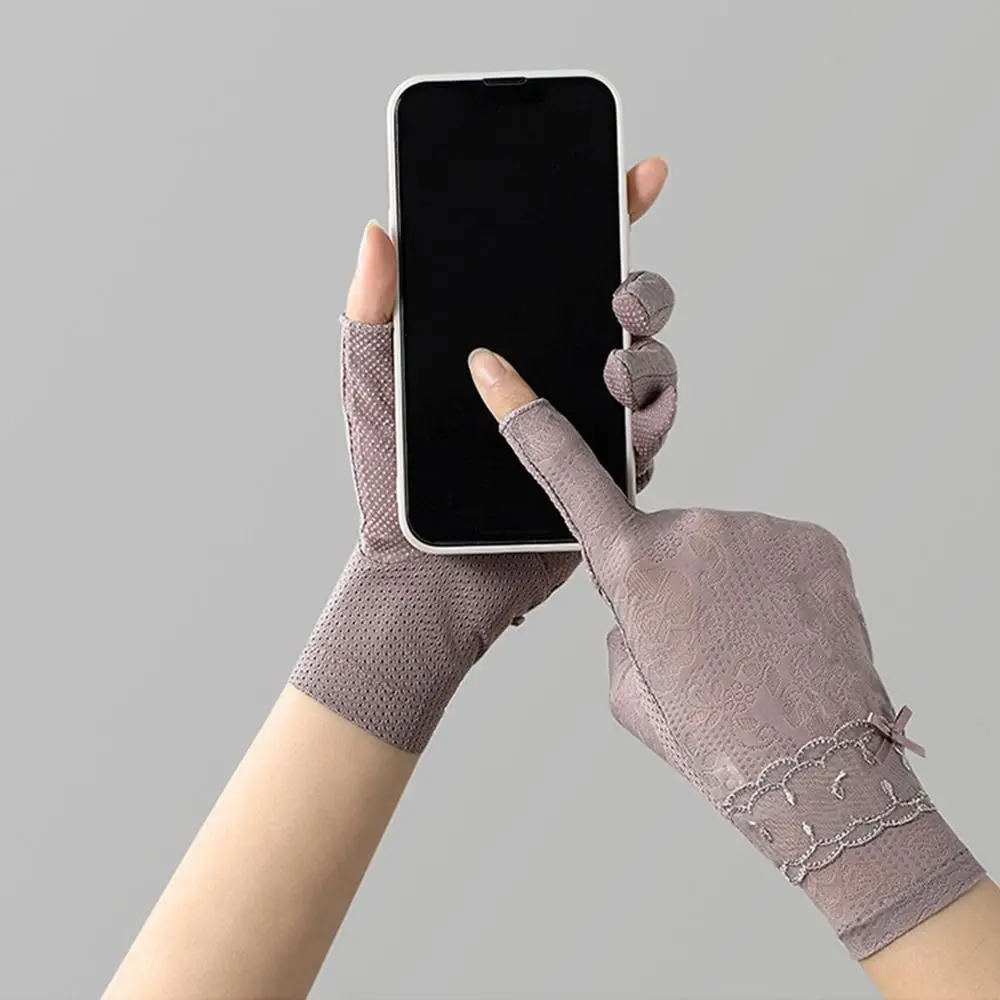 Fashion Summer Sunscreen Gloves UV Protection Thin Sun Protection Gloves Breathable Anti-slip Anti-UV Mittens Women Girls