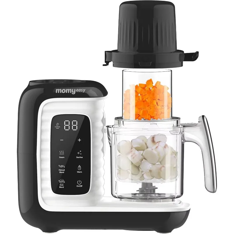 

MOMYEASY Baby Food Maker, Food Processor, Baby Food Steamer & Puree Blender All-in-One,w/ Bottle Warmer, Auto Cooking & Grinding