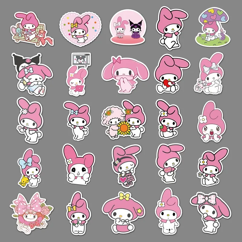50 pçs nova sanrio melodia doodle dos desenhos animados bonito mala à prova dwaterproof água diy caso do telefone móvel copo de água adesivo para amigos