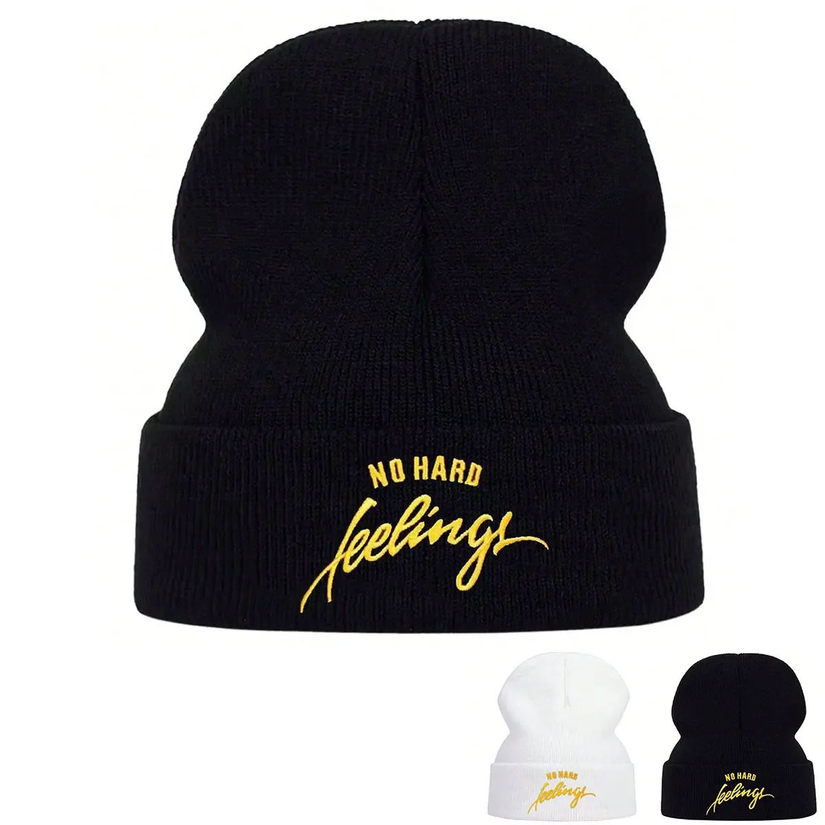Unisex NO HARD Letter Embroidery Beanies Winter Warm Hat Hip Hop Cap Beanie Hat Caps for Women Men