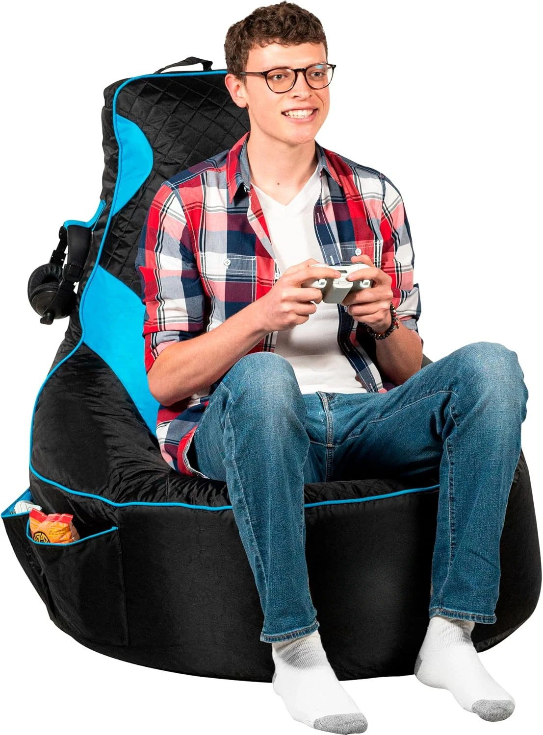 Silla de bolsa de frijol de juego para adultos, cubierta solo sin relleno, espalda alta, sofá divertido para juegos, y adolescentes