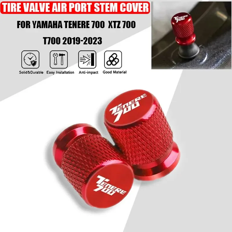 2 Pcs Motorcycle Accessories For YAMAHA TENERE 700 Tenere700 XTZ 700 T700 2019-2023 Metal Tire Valve Air Port Stem Cover Caps