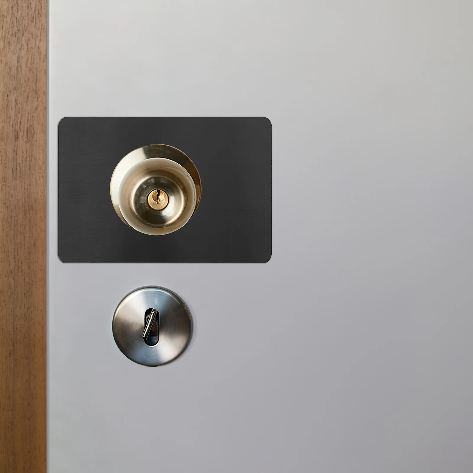 4 قطعة لوحة تقوية المقبض الخشب الأسود قفل الباب تحديد غطاء حشو طقم تصليح تغطية الصفر سهلة التركيب إصلاح الباب #2