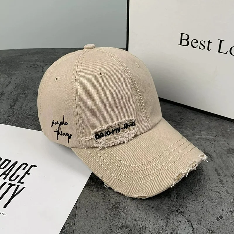 Vintage Washed Baseball Cap für große Kinder, modische Sonnenmütze mit Buchstabenstickerei für Frühling und Sommer, Streetwear-Hüte für Herren. – Detail 6