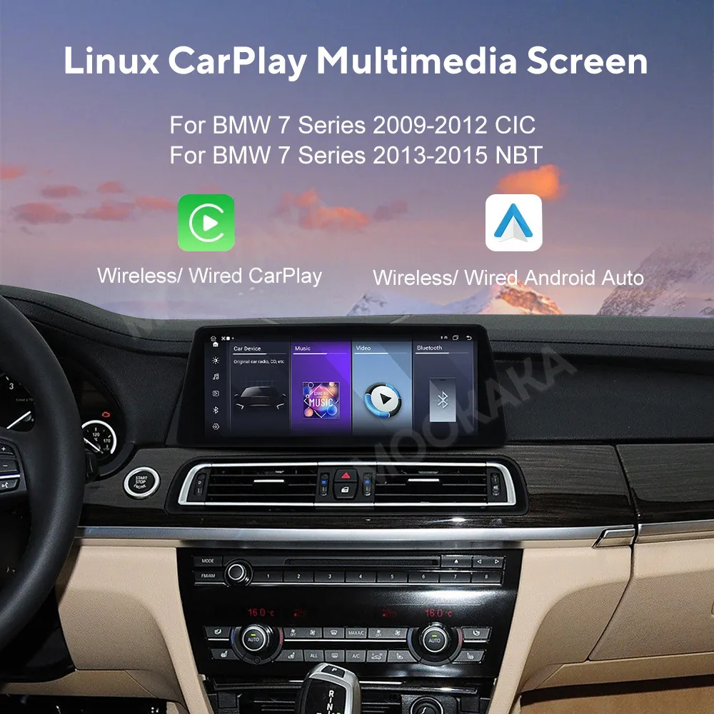 

Для BMW 7 серии 2009-2015 CIC NBT система 10,25/12,3 дюйма сенсорный экран Car Play Linux Android Auto беспроводной Carplay радиоплеер BT