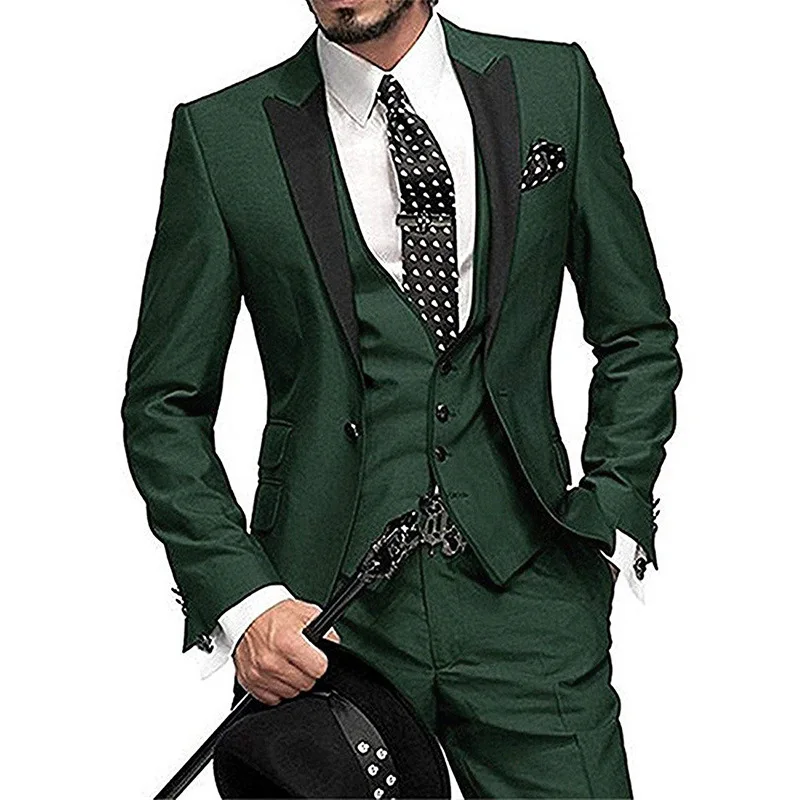 3 Piece Purple Men's Suit Notch Lapel 1 Buttons Slim Fit Blazer Vest Pant Set Breathable Lightweight For Groom Business Casual