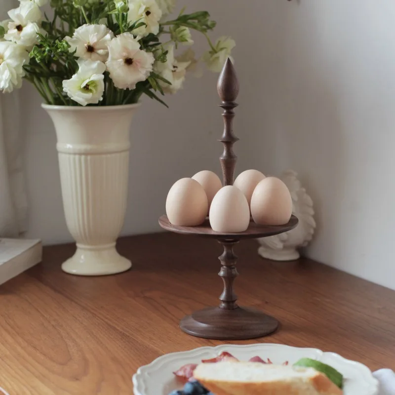 French Mid-century Wooden Egg Tray Save Space Egg Storage Holder Decor Display Rack Kitchen Counter Organizer for Farmhouse Home