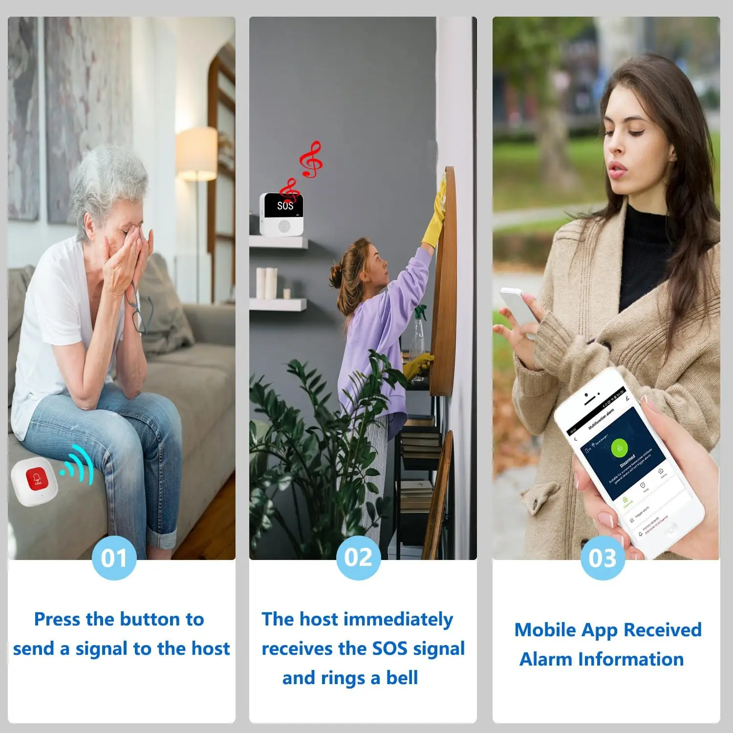 Wireless WiFi Elderly Caregiver Pager SOS Call Button Emergency SOS ...