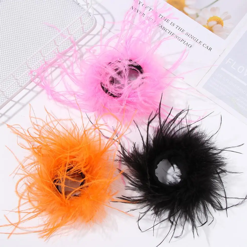 Wrist Decoration Watch Cuff Sleeves Ostrich Slap Ring Wristband Patting Circle Hair Accessories Feather Slap Bracelets