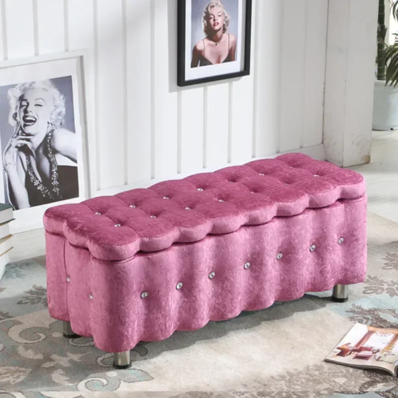 

European Suede Sofa Stool Versatile Shoe Chair for Clothing Stores Home Entryway MultiFunctional Storage Box Seat