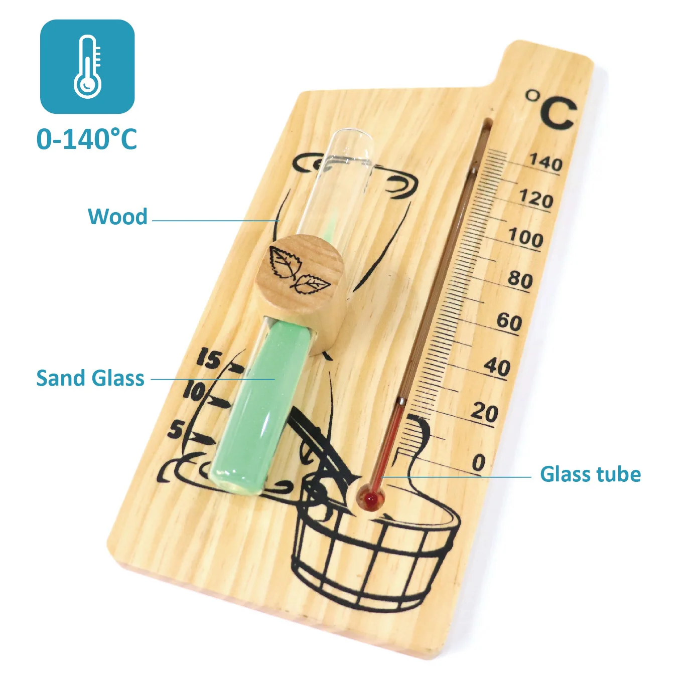 KT THERMO Wood Sauna Thermometer & Hygrometer, Wall-Mounted Spa Accessory, Mechanical, No Battery Required - For Family Hotel Sa