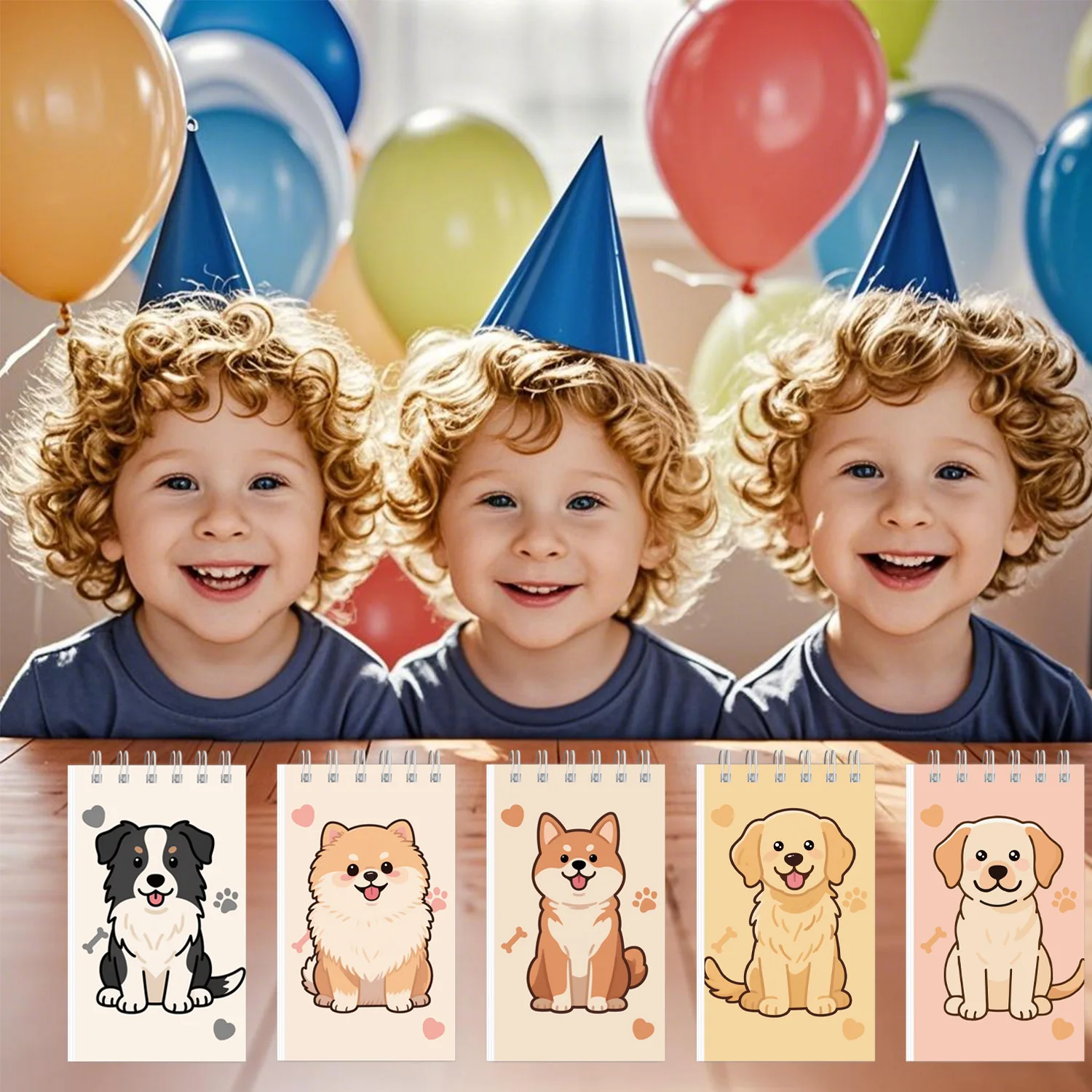 

10PCS Cute Puppy Mini Spiral Pocket Notebooks Memo Pad Coil Booklet Notepads For Kids Gifts Party School Diaries