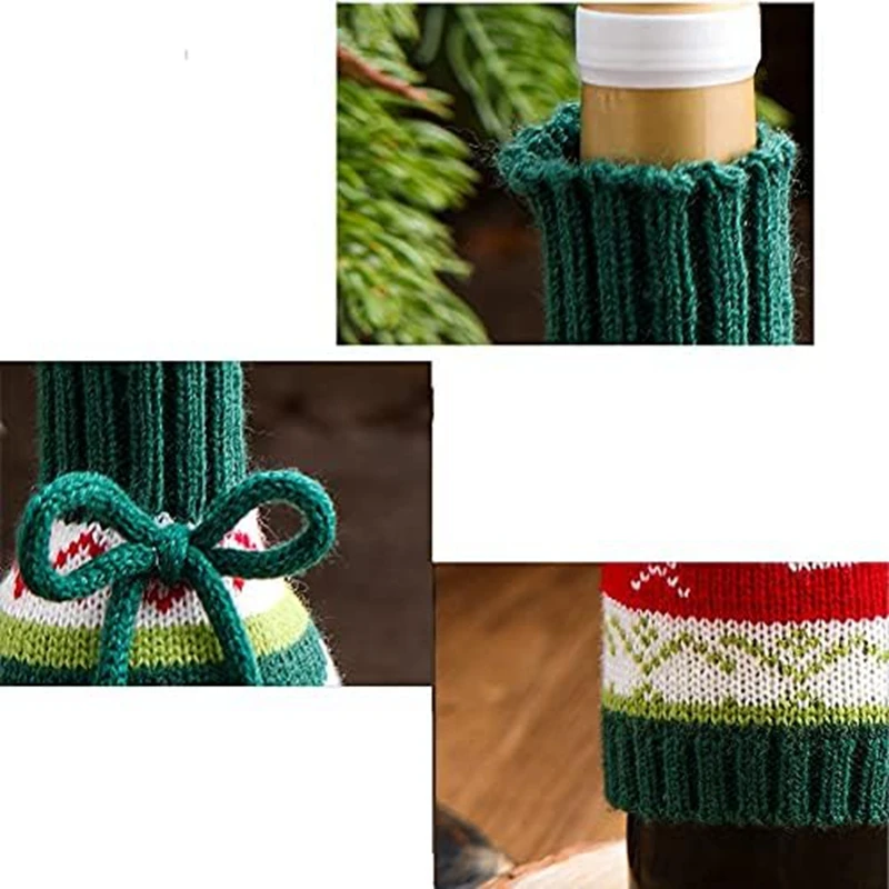 Handmade Sweater Wine Bottle Covers Reusable Wine Bags For Christmas Dinning Decorations