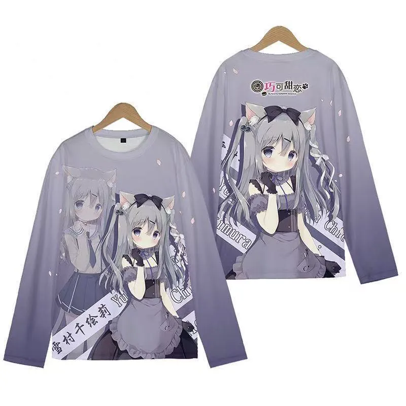 Anime Amairo Chocolate 3D Print Men Woman Long Sleeve T Shirt Streetwear Oversized Harajuku Tops Yukimura Chieri Graphics Tees