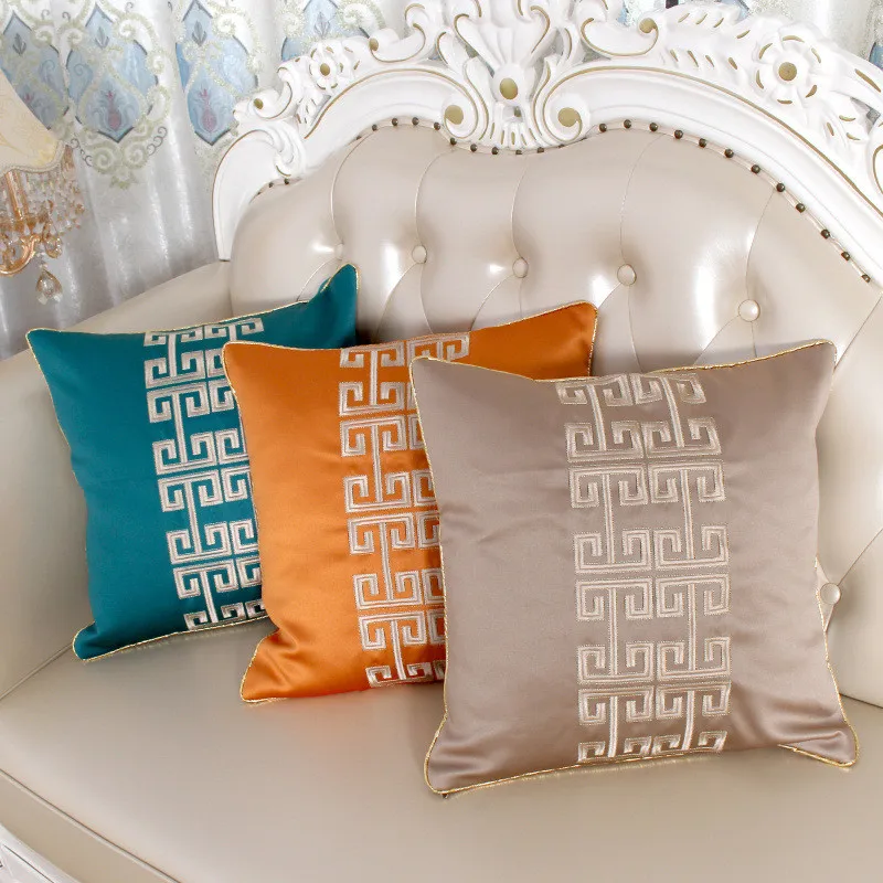 45x45cm Einfarbig Gestickter Kissenbezug Dekorativer Kissenbezug Home Jacquard Wohnzimmer Schlafzimmer Sofa Taillenkissen – Detail 3
