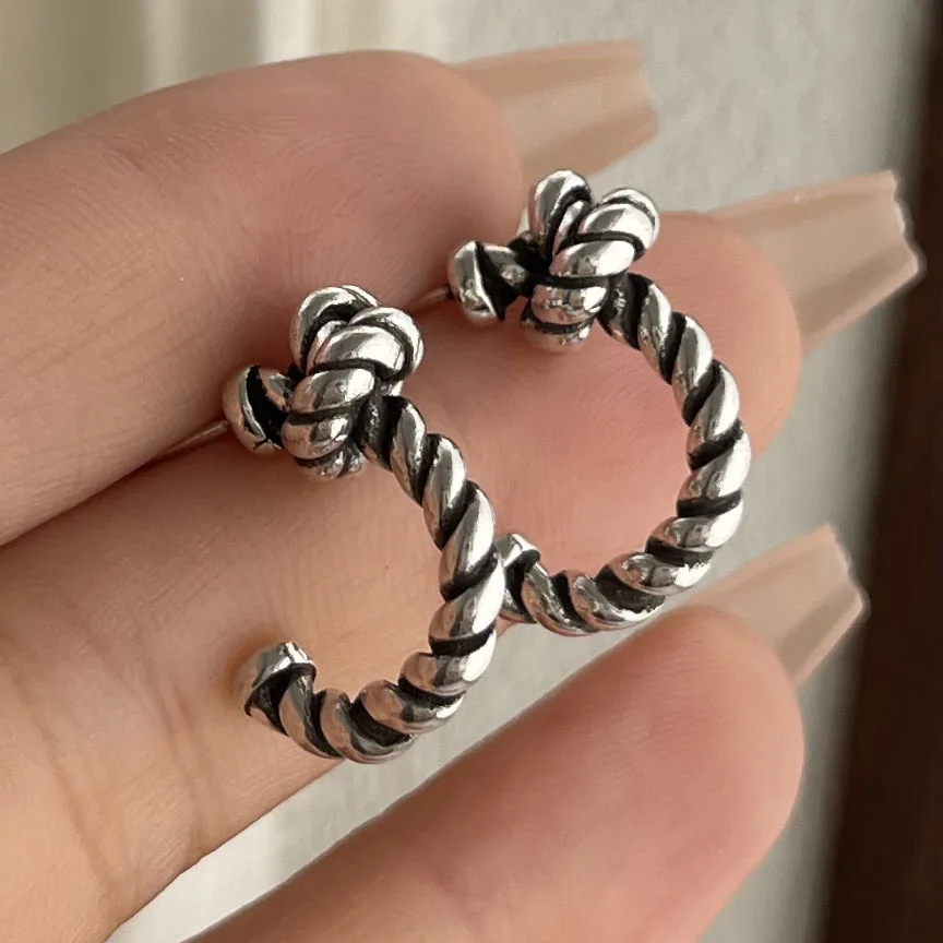925 Sterling Silver Vintage Earrings For Women Trendy Simple Retro Strip Earring Jewelry Prevent Allergy Party Accessories