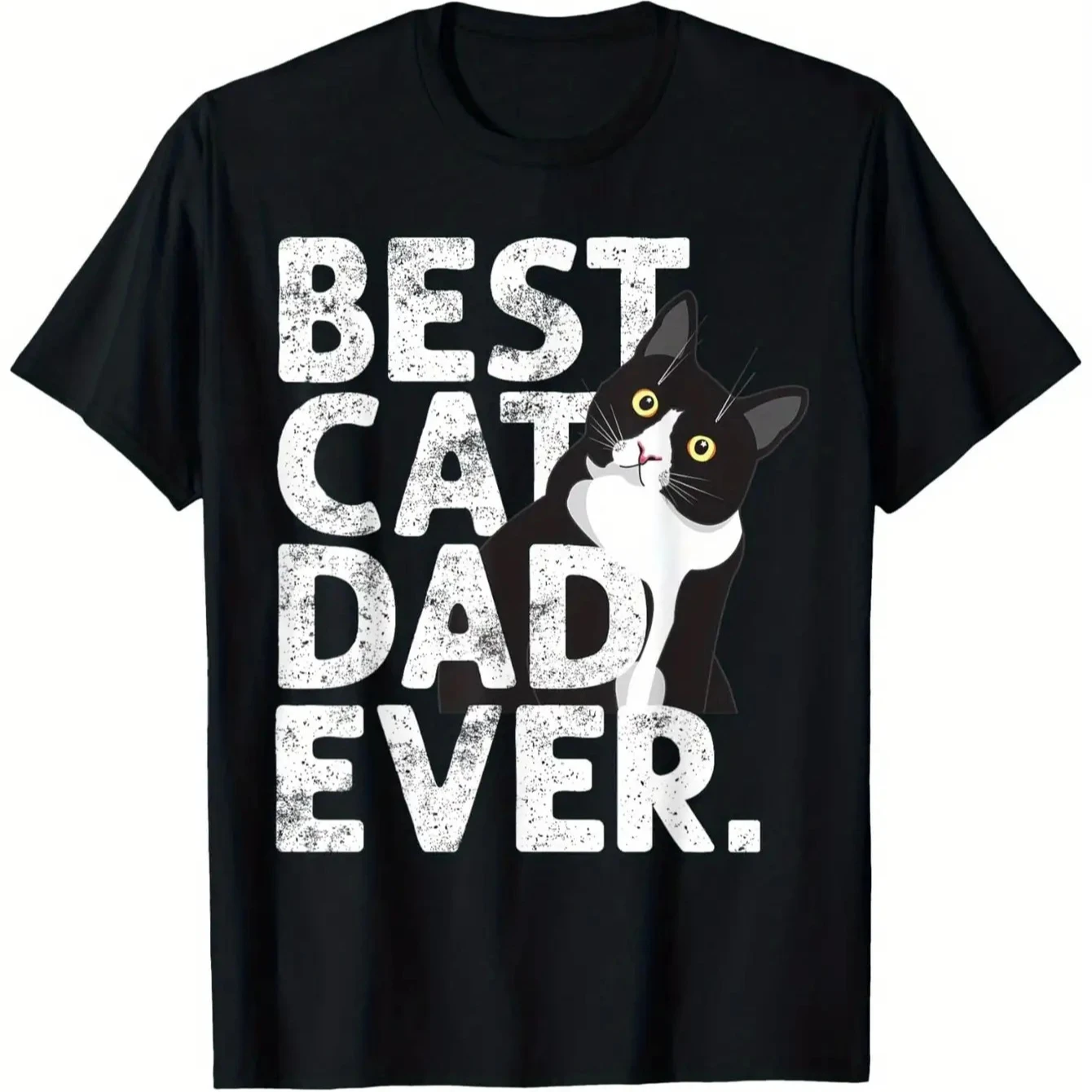 

Забавный костюм Best Cat Dad Ever, футболка с рисунком кота, 100% хлопок, с круглым вырезом и коротким рукавом, летняя повседневная мужская футболка