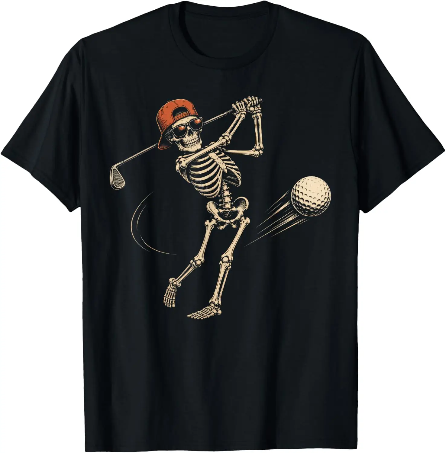 Funny Skeleton Halloween Costume For Golfer Golf Player T-Shirt vintage style tee  boxy fit tee black graphic tee 100% cotton men
