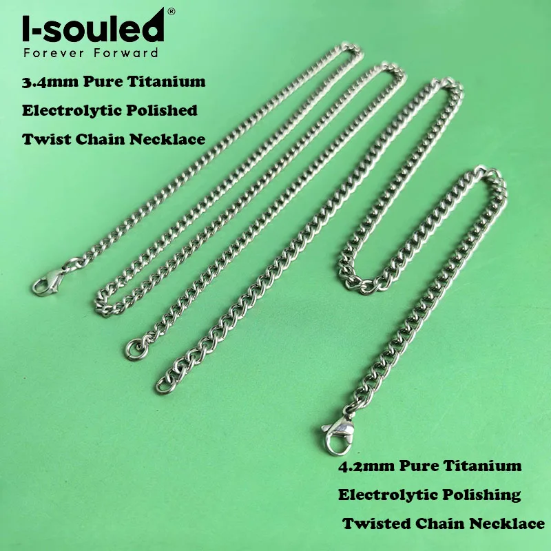 

3.4mm/4.2mm pure titanium electrolytic polished twisted chain necklace, lightweight, waterproof and corrosion-resistant