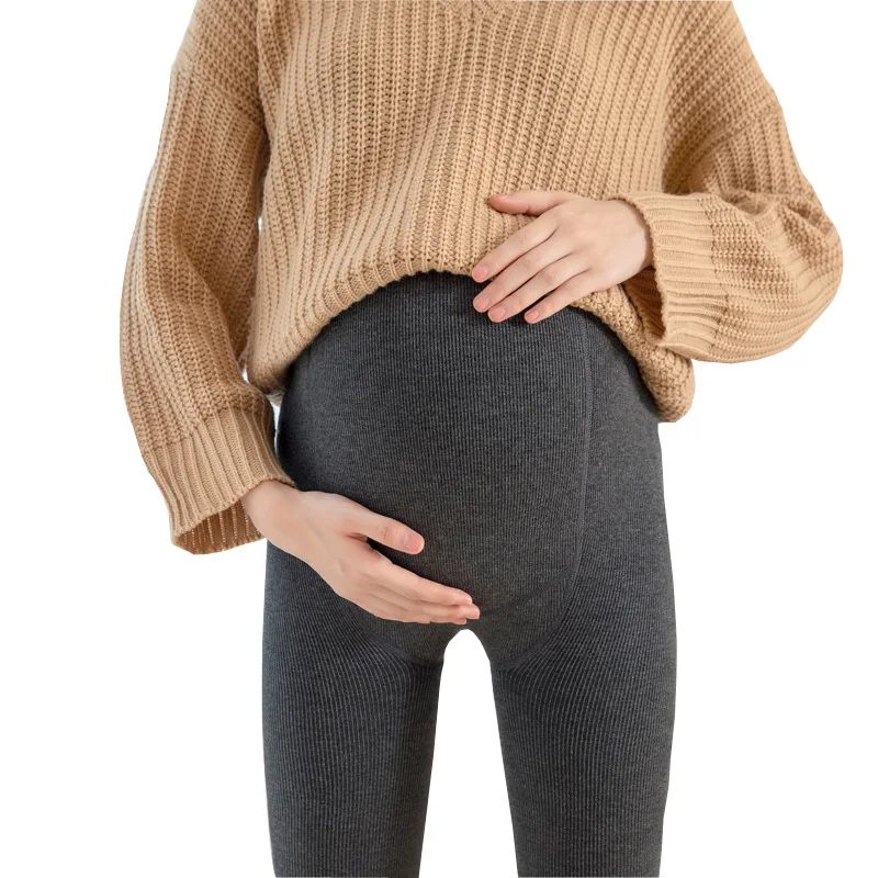 Meia-calça super grossa de algodão para mulheres grávidas, listras verticais, quente mais veludo, leggings abdominais ajustáveis, novo, inverno, 480ge, 2022