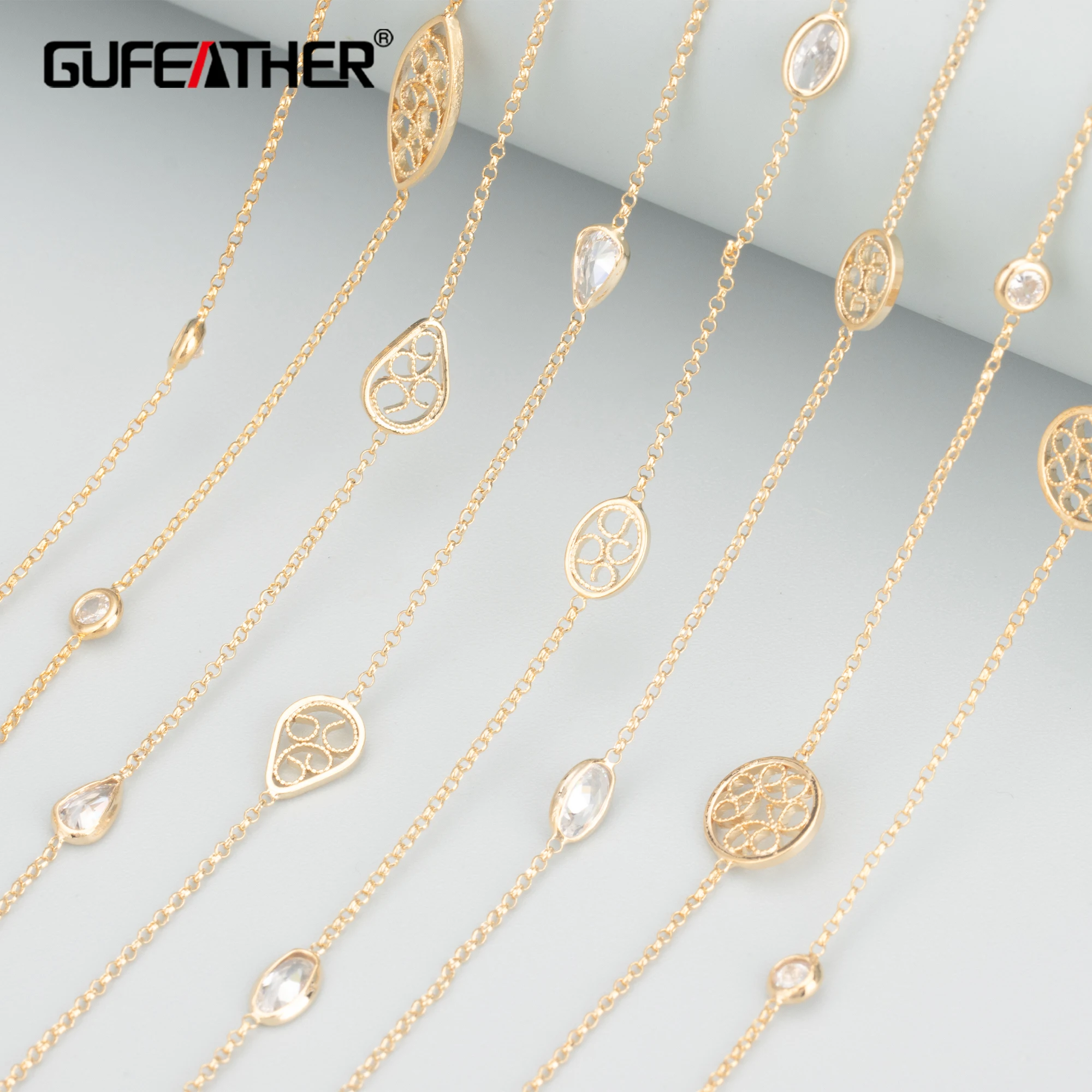 

GUFEATHER C74,jewelry accessories,diy chain necklace,pass REACH,nickel free,18k gold plated,copper,zircons,jewelry making,1m/lot