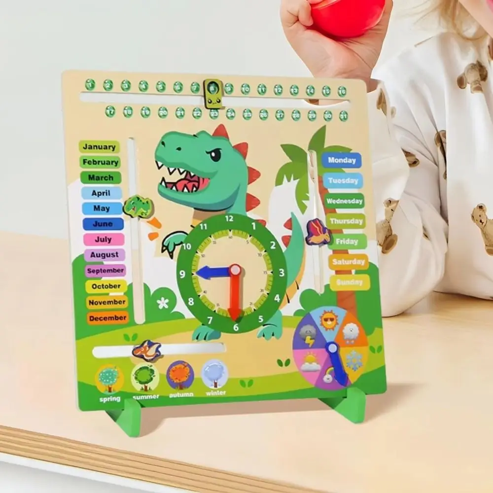 Season Weathers Daily Calendar Teaching Clock Puzzle Time Cognition 6 in 1 Teaching Clock Portable Interactive