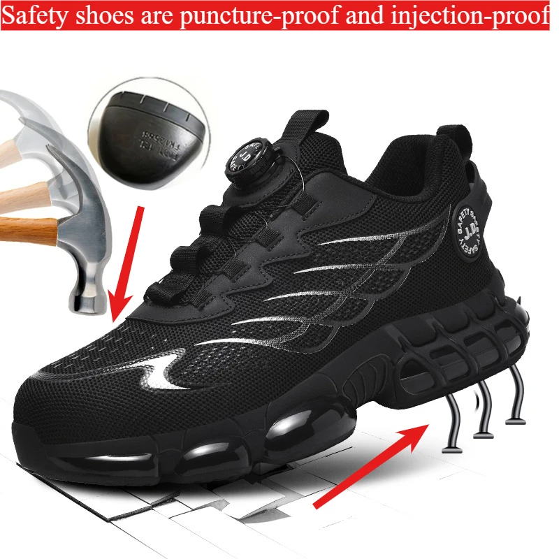 

Защитная обувь с вращающейся кнопкой, мужская рабочая обувь с защитой от ударов и проколов, модная мужская защитная спортивная обувь, защитные ботинки мужские