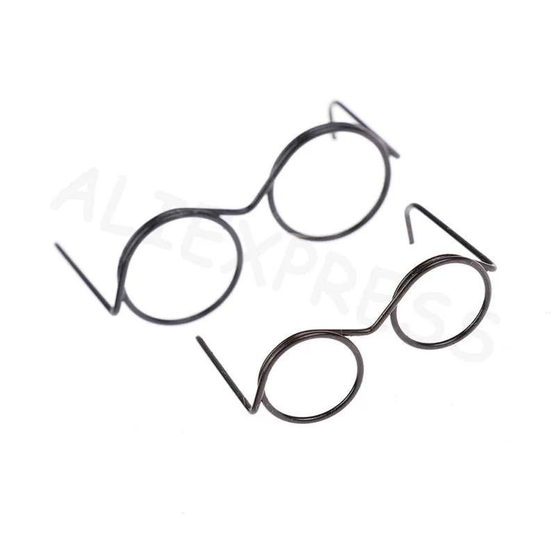 10Pcs Retro Cool Doll Glasses with round Frame Lensless Design for 30cm Dolls Fashion Accessory
