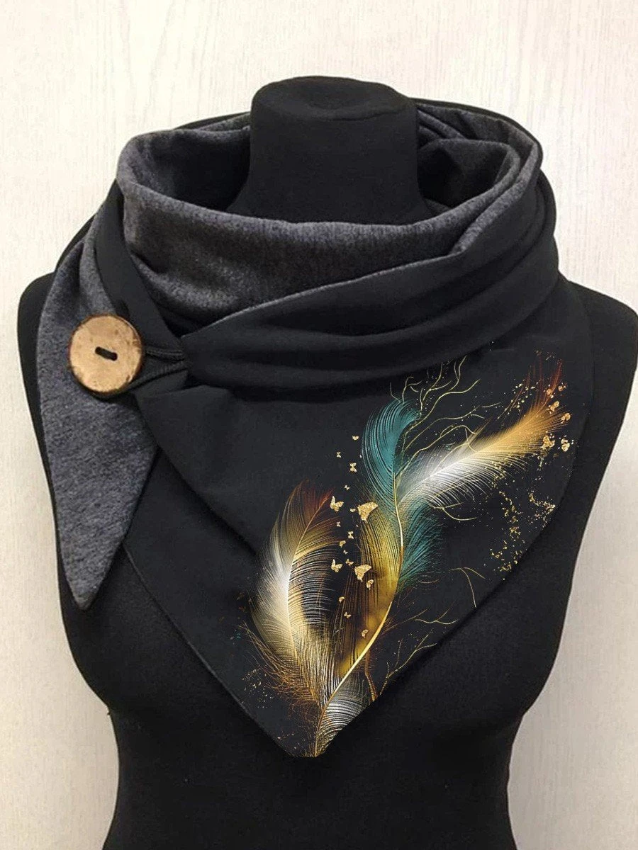 Abstract Art Feather Plush Warm Fleece Casual Scarf And Shawl for Women