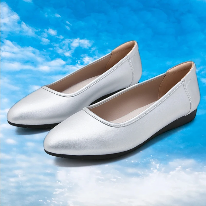Flat Soft Comfortable Breathable Work Shoes For Flight Female Stewardess Air Crew Waiter Shopping Trainman Attendant Controller