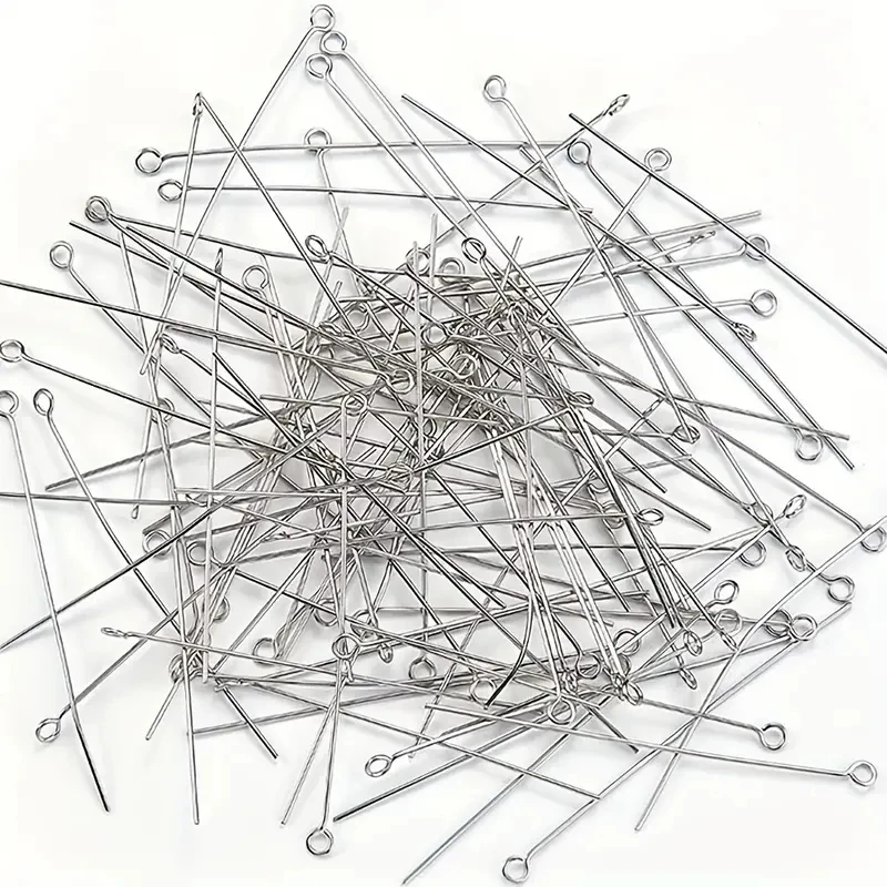 

200PCS 35mm Mini Metal Wire Eyepins Beading Small Open Eye Head Pins Needles Bulk for DIY Craft Earrings Jewelry Accessories