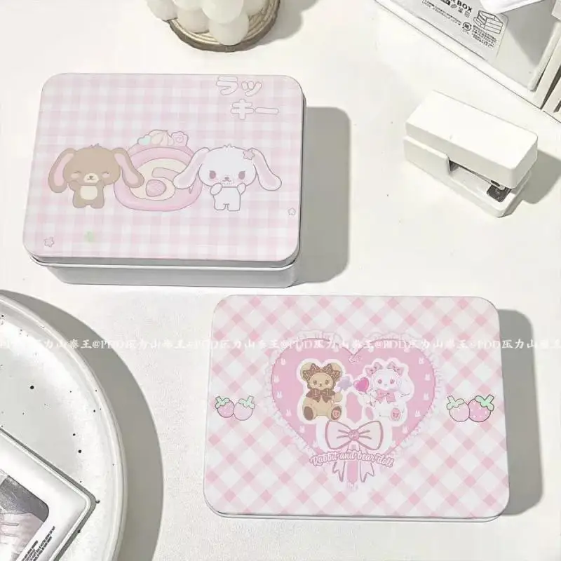 Cute Shirousa Pattern Flip Type Storage Box Multi Functional Portable Anime Rabbit Jewelry File Metal Storage Box Friend's Gift
