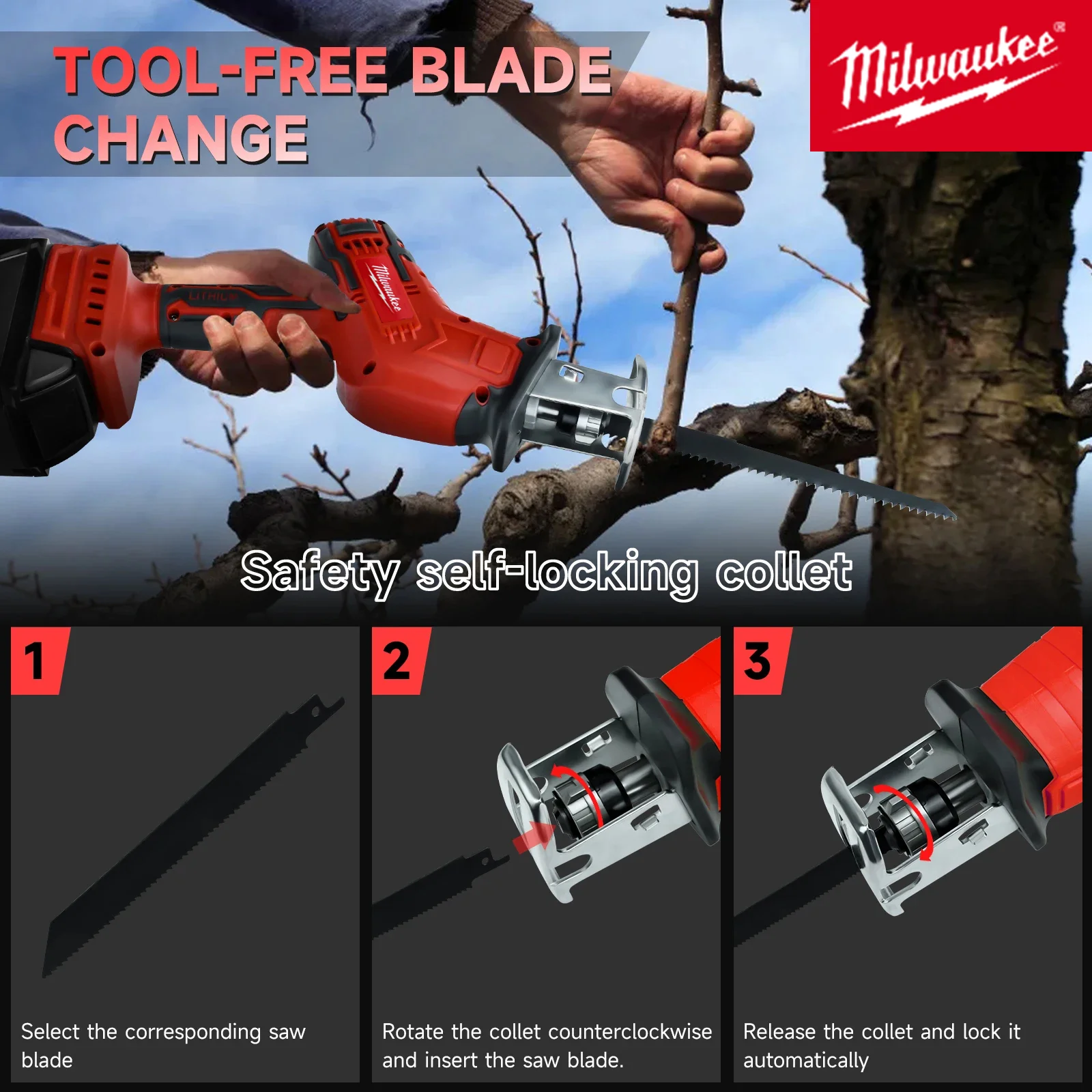 Milwaukee Cordless Electric Reciprocating Saw Wood Metal Cutting Saw Saber Portable Saw Power Tool For Milwaukee Battery New