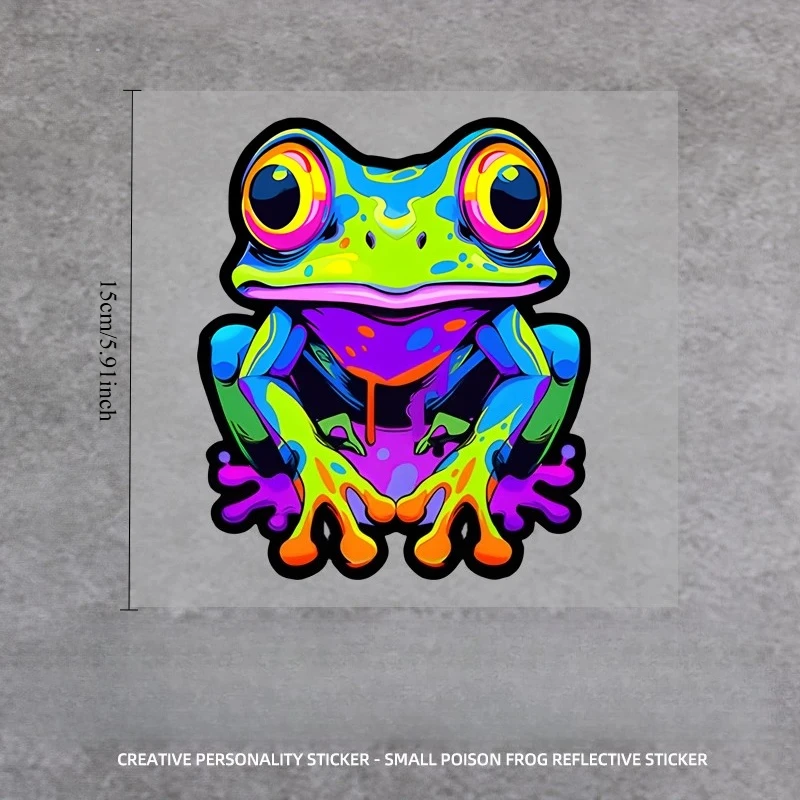 Cute Funny Little Poison Frog Reflective Sticker Middle Finger Gesture Decal for Motorcycle Laptop Indoor Outdoor Decor