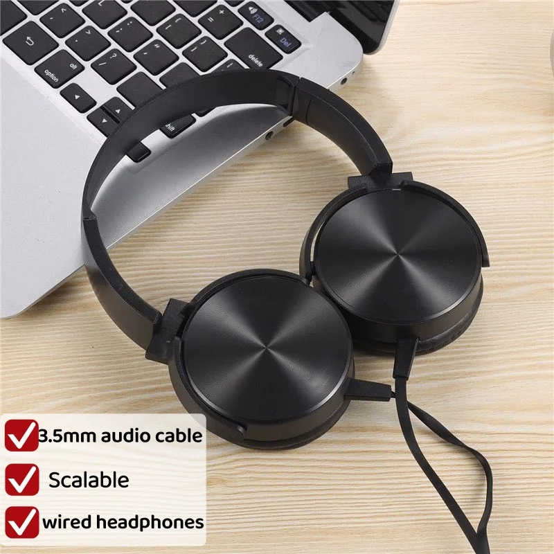 3.5mm Wired Over Ear Headset, Adjustable Headband, Portable Stereo Headphones for PC Phone