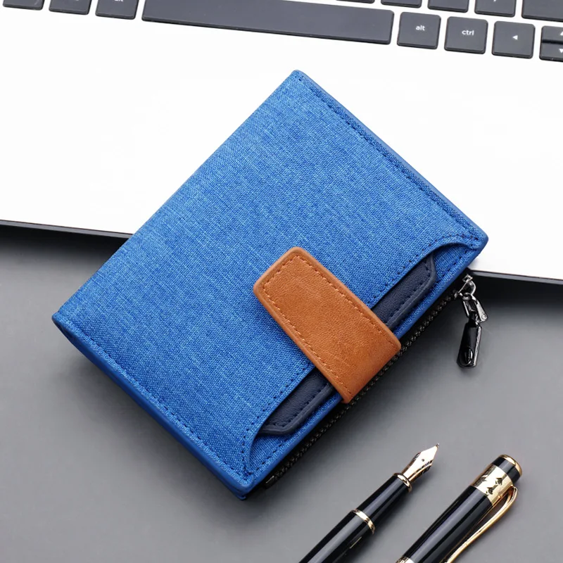 2022 New Canvas Purse Men\'s Buckle ID Card Bag Large Capacity Multi Card Slot Driver\'s License Wallet Zipper Zero Wallet Trend