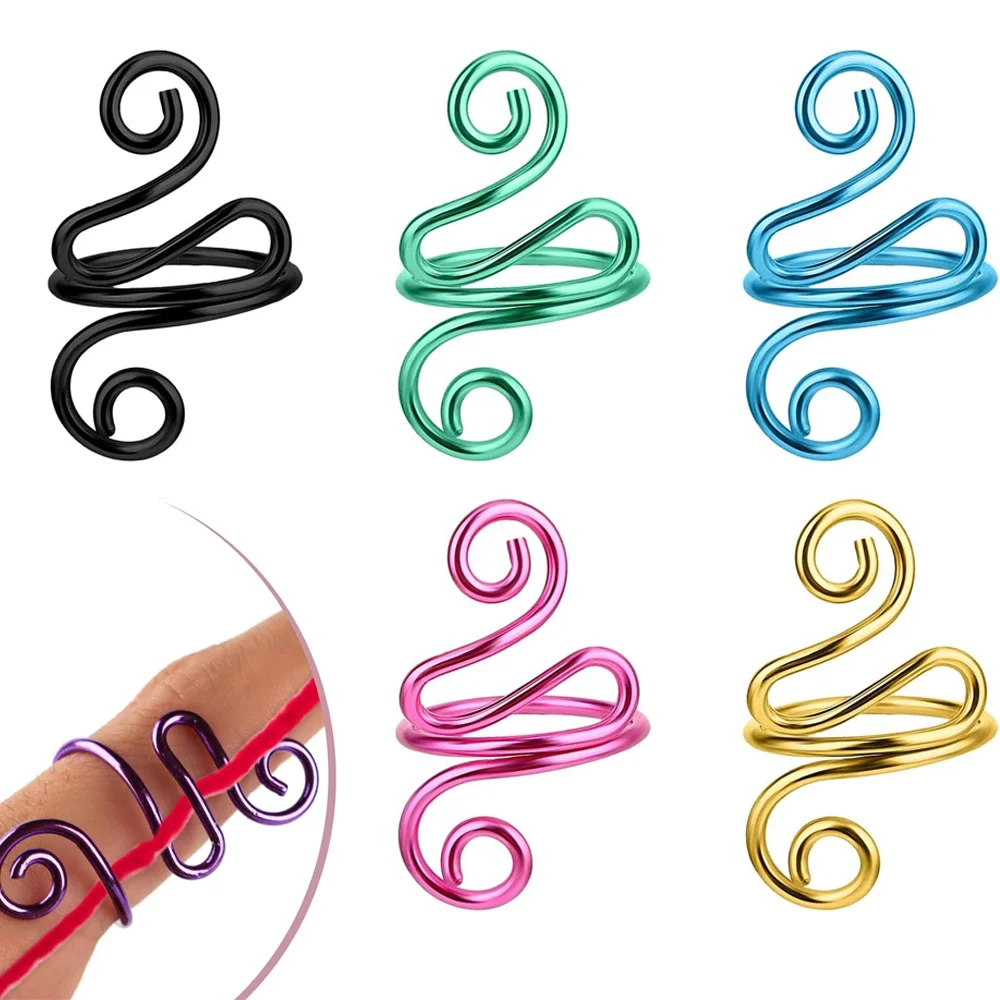Adjustable Knittings Rings, 6PCS Knitting Thimble Rings Handmade Yarn Tension Ring for Crocheting Knittings Mother's Day Gift