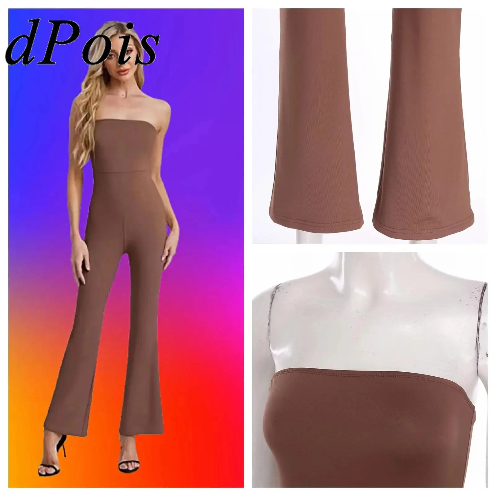 

Женские стильные комбинезоны без бретелек, комбинезоны без рукавов, широкие брюки с высокой талией, цельный комбинезон с подтяжкой ягодиц, длинные брюки