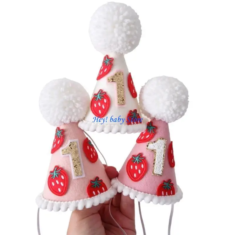 Q1fe Lovely bertema bayi perempuan topi ulang tahun Felt Party Supplies Peran Peran Bermain Props