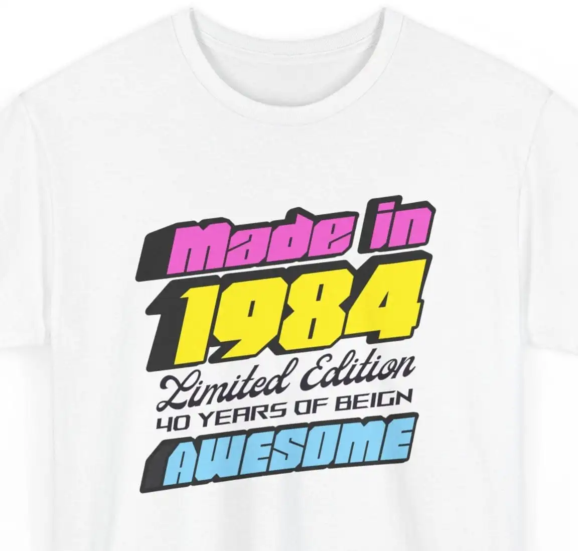 40th Birthday Retro T Shirt 1984 40 Years Bday Number for Women or Men Forties Wife Husband