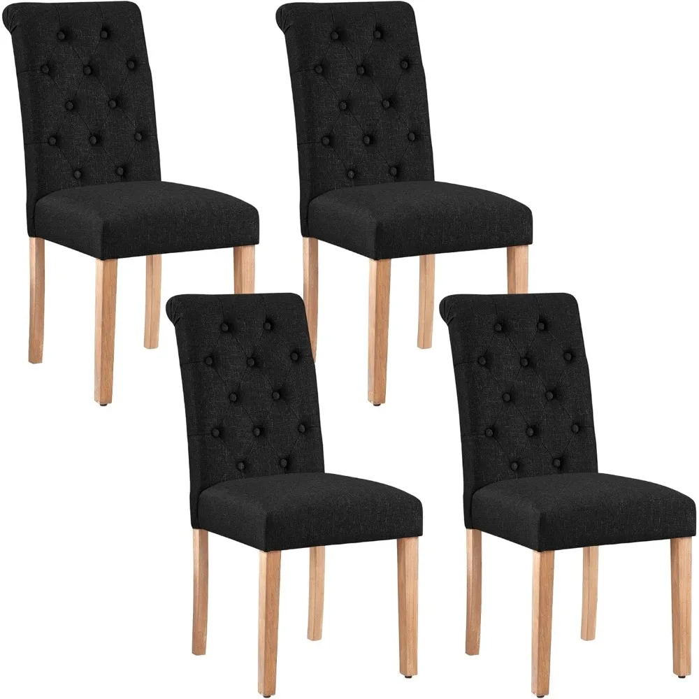 

Dining Chairs Set of 4 Fabric Upholstered Button Tufted Dining Chairs with Solid Wood Legs and For Home, Kitchen, Restaurant