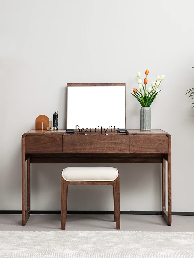 

LD33Nordic black walnut dresser modern simple solid wood clamshell storage cabinet